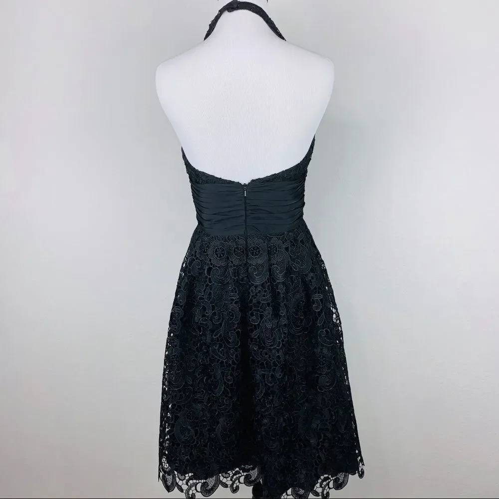 Aidan Mattox Lace Formal Dress Halter Black Size 2 - Picture 3 of 7